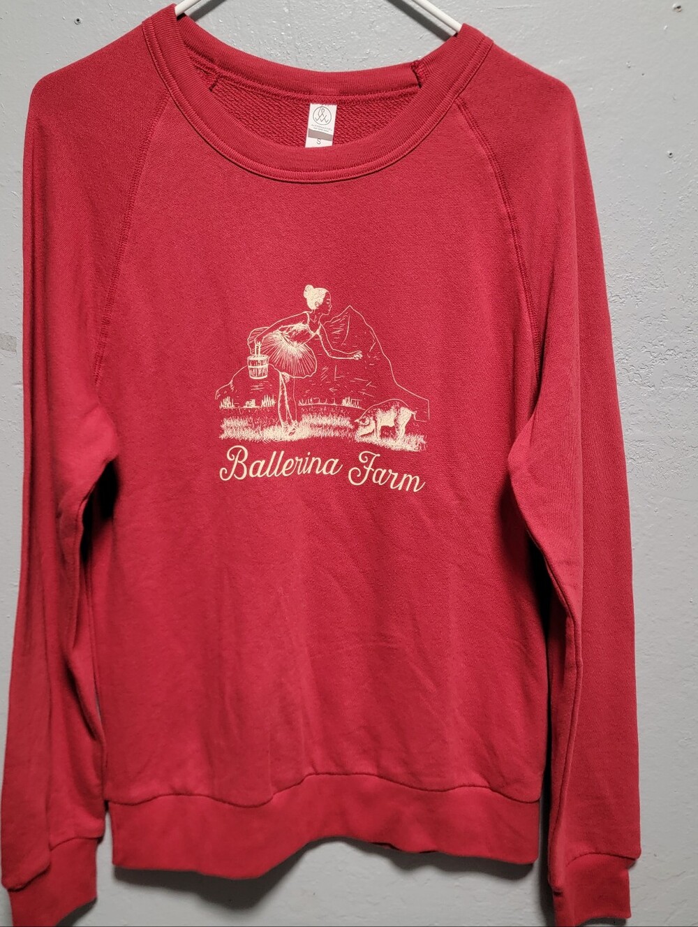 Alternative Women's Red Crewneck Sweatshirt with Cream Graphic